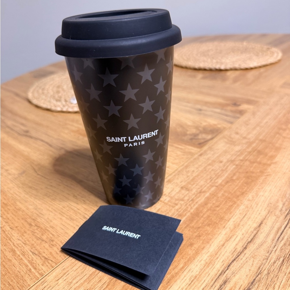 Saint Laurent Black Star Travel Mug. Nwt